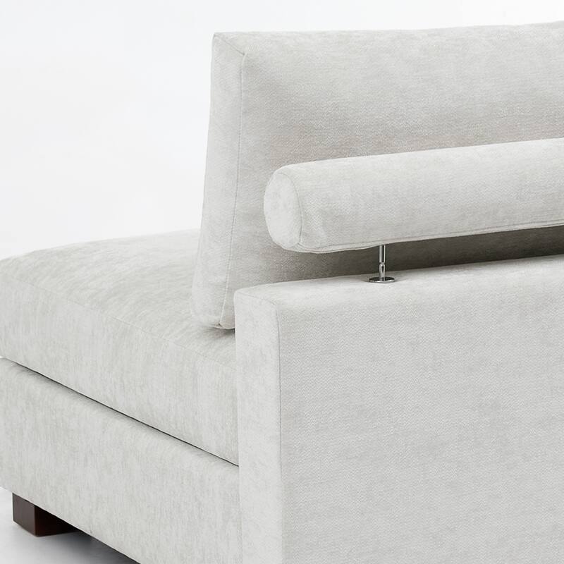 35" W Modern Chenille Armless Accent Chair Sectional Module with Pillows