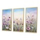 preview thumbnail 8 of 11, Designart "Wild Flowers Meadows III" Flower Field Framed Art Set of 3 - Traditional Purple Wall Art Set 3 Pieces