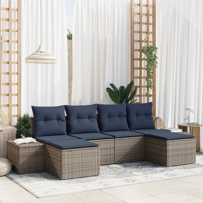 vidaXL 6 Piece Garden Sofa Set with Cushions - 115.7×46.1×27.2 - Grey