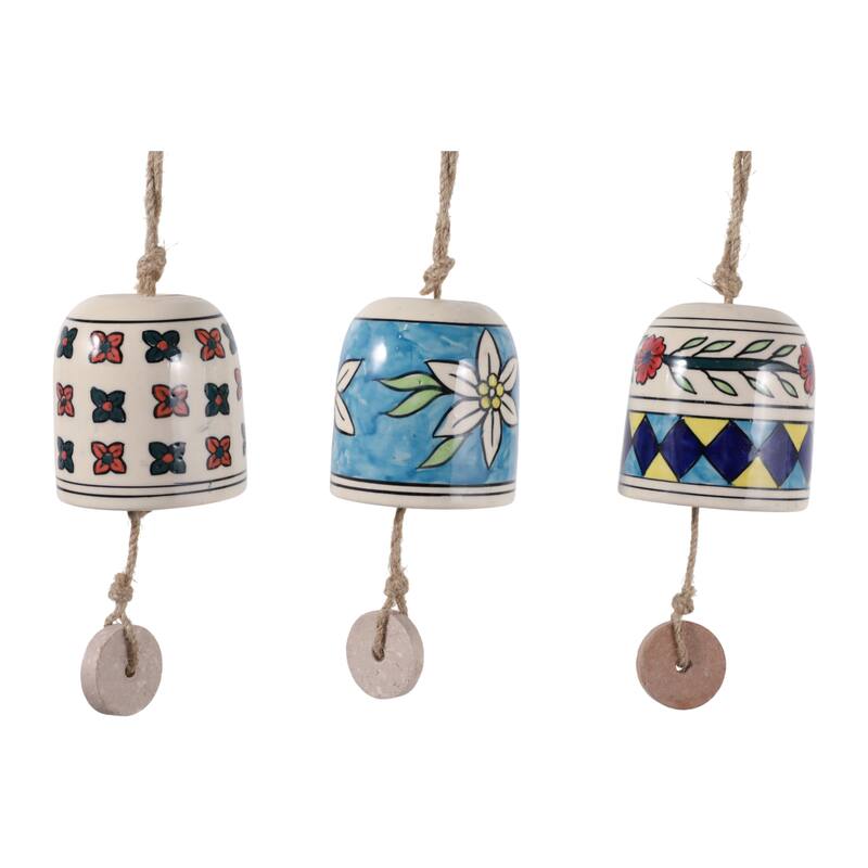 Decorative Handcrafted Ceramic Bells Windchimes - Garden Bell Art - 12.0"