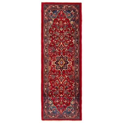 ECARPETGALLERY Hand-knotted Andelz Red Wool Rug - 3'6 x 10'4