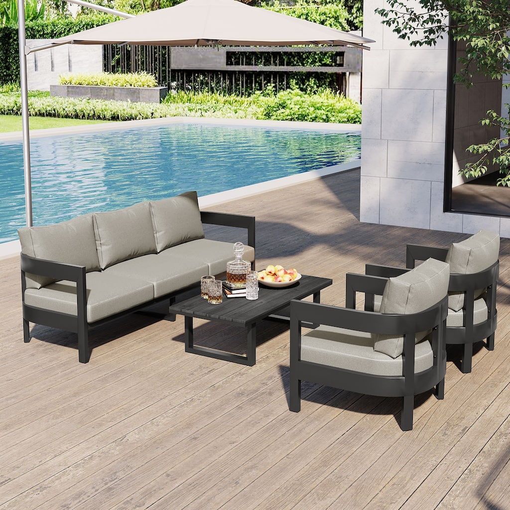 High-Quality Outdoor Seating Set with Comfort Cushions for Lawns, Patios or Poolside