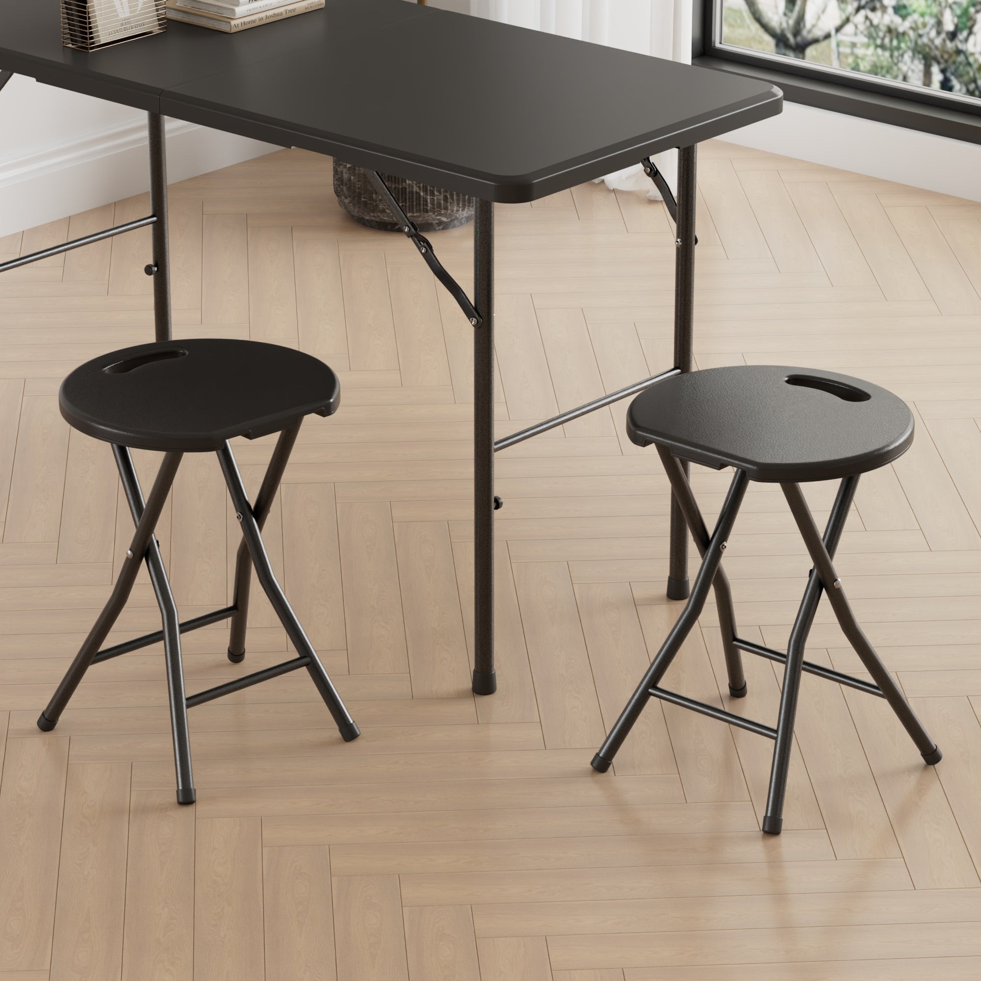 Javlergo Set of 2/4 Modern X-Frame Folding Chairs with Oval ABS Seats & Carry Handles Space Saving Indoor Outdoor Chairs