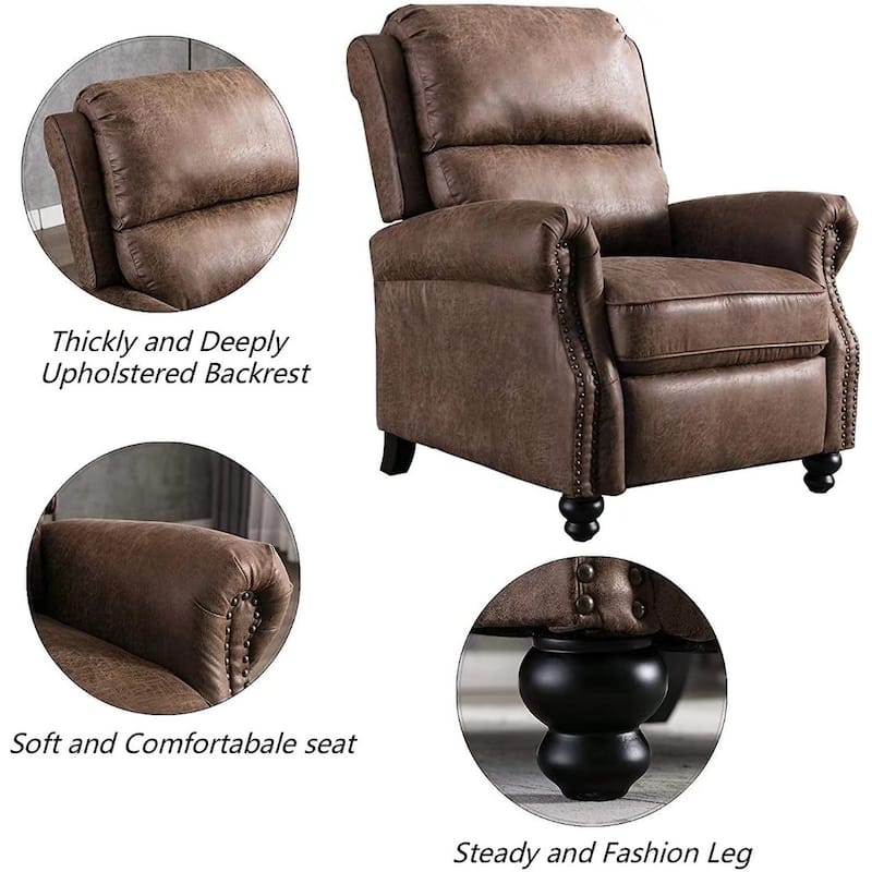 Armchair Pushback Club Recliner with Rivet Decoration