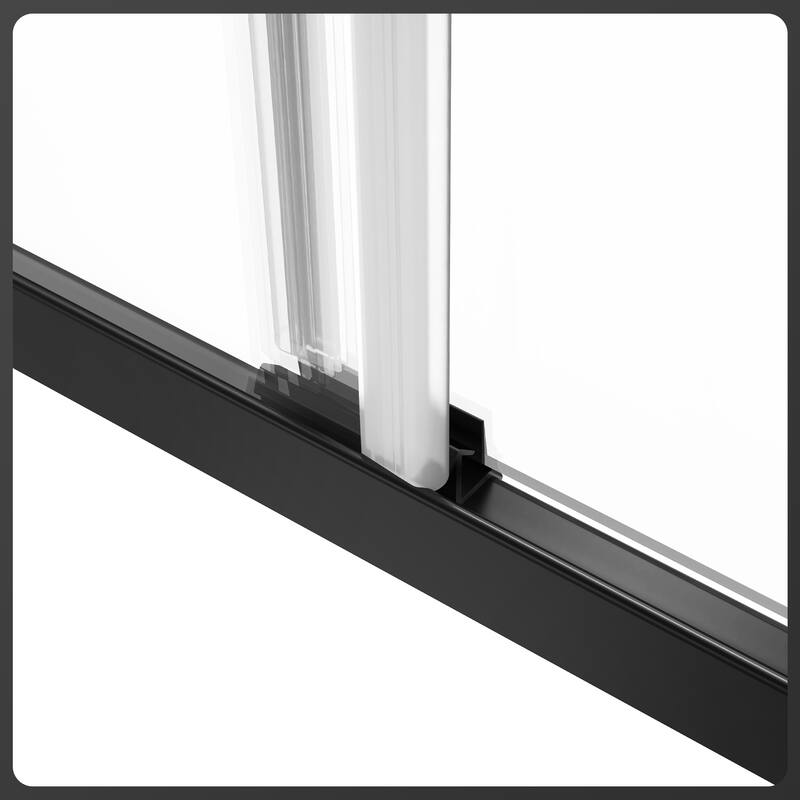 Matte Black Semi-Frameless Double-sliding Shower Door with Clear Glass - 60 in.Wx58 in.H