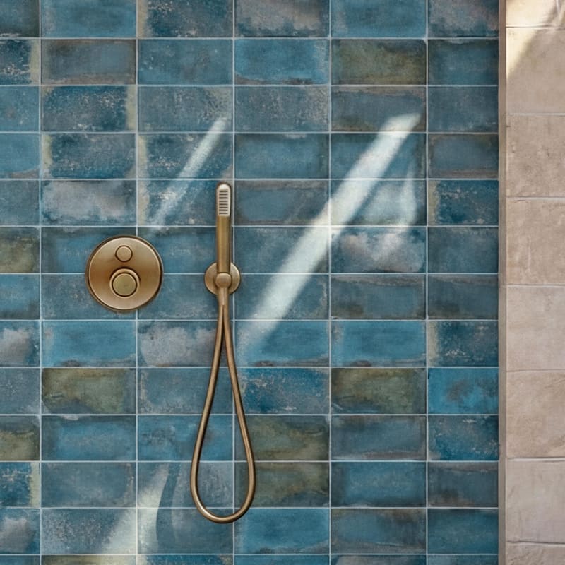 Merola Tile Atelier Oxid Blue 4-1/2" x 9-1/8" Porcelain Floor and Wall Tile