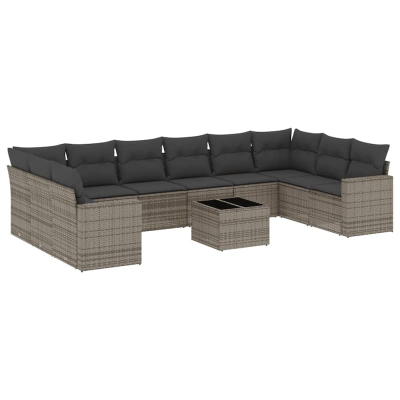 vidaXL Patio Sofa Set with Cushions Outdoor Conversation Furniture Poly Rattan