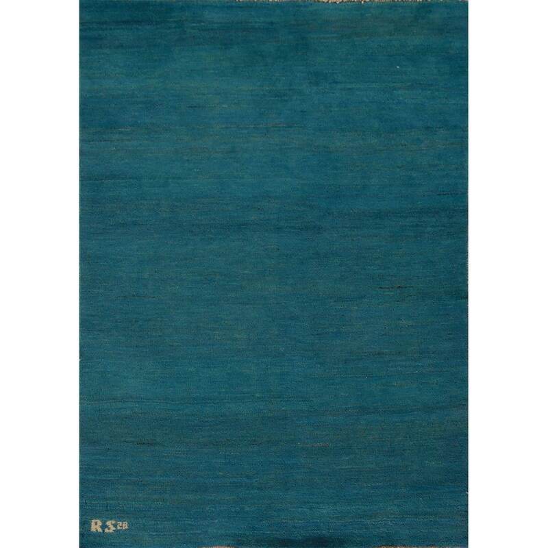 Modern Gabbeh Oriental Rug Hand-Knotted Wool Carpet - 3'3" x 4'9"