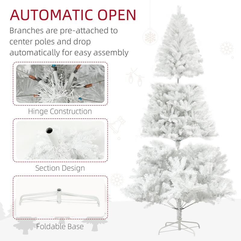 7.5ft Tall Christmas Tree with Realistic Molded Branches and Easy Assembly, Unlit Xmas Tree for Home Office Holiday Decor