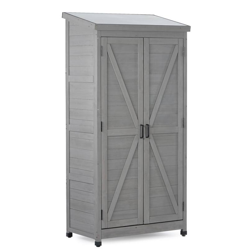 CUSchoice 68 Inches Outdoor Garden Storage Shed with Metal Top - 68 Inches