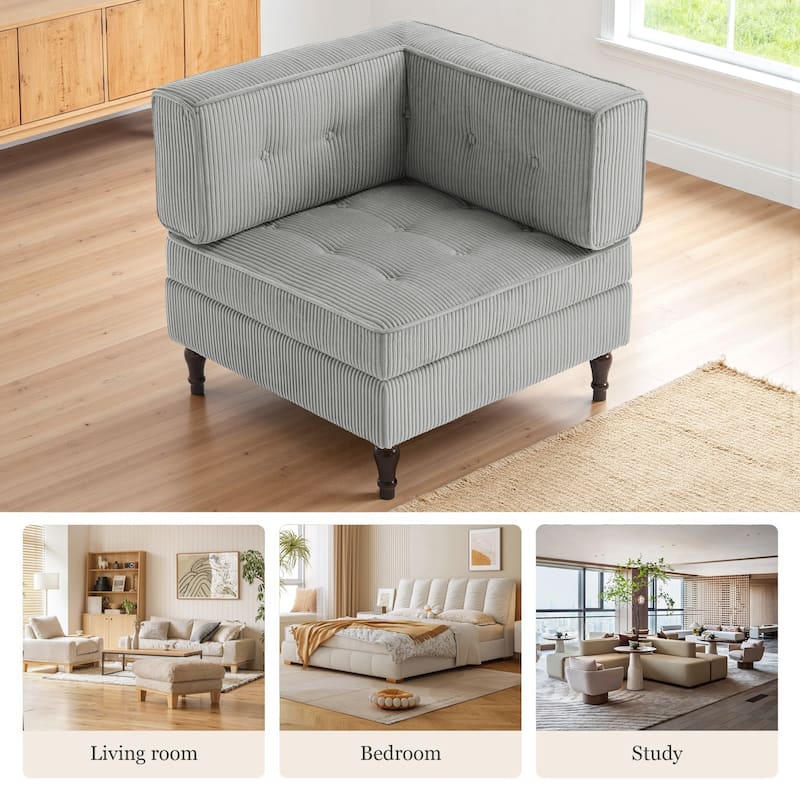 32.57" W Upholstered Corduroy Corner Accent Chair