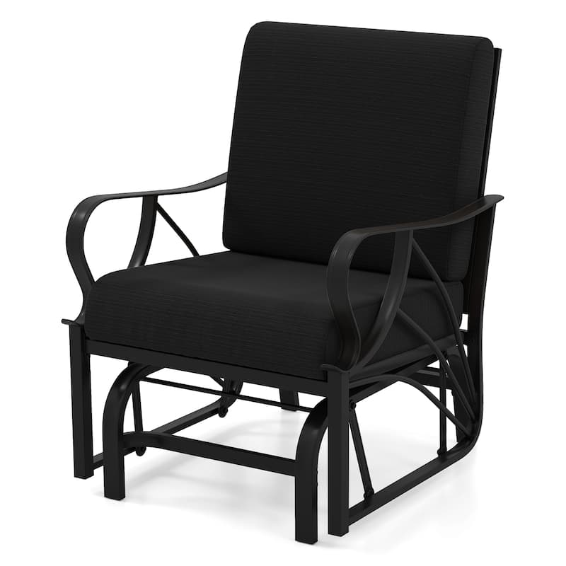 Gymax Patio Glider Chair Single Outdoor Rocking Chair w/ Seat & Back