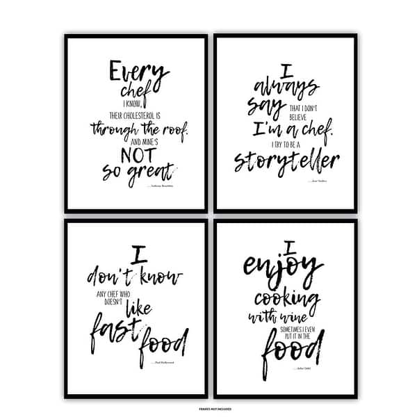 Shop Set Of 4 Unframed Prints Of Famous Chef Kitchen Quotes