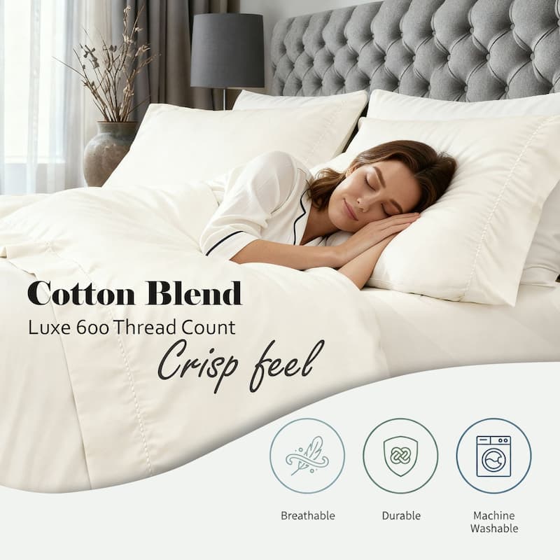 Superior Imperia Cotton Blend Embroidered 600 Thread Count Sheet Set