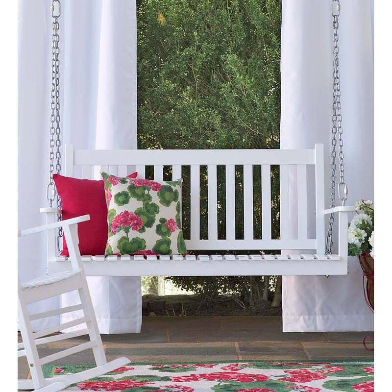 Slatted Wood Porch Swing - White Paint