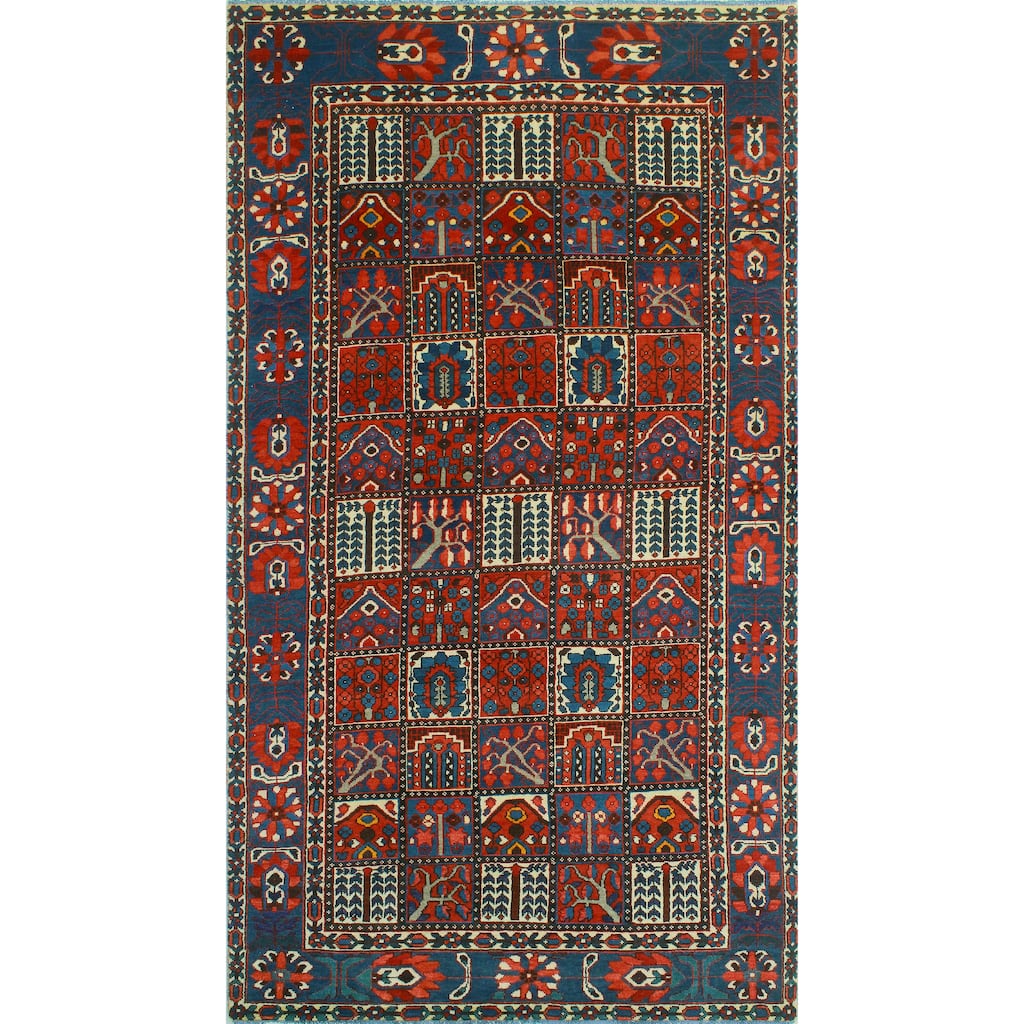 Fine Vintage Distressed Kaliq Red/Navy Runner - 5'3" x 9'10"