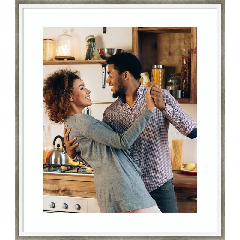 Lucie Black Framed Picture Frame, Photo Frame - 20x24 Matted White 16x20 - Lucie Silver White