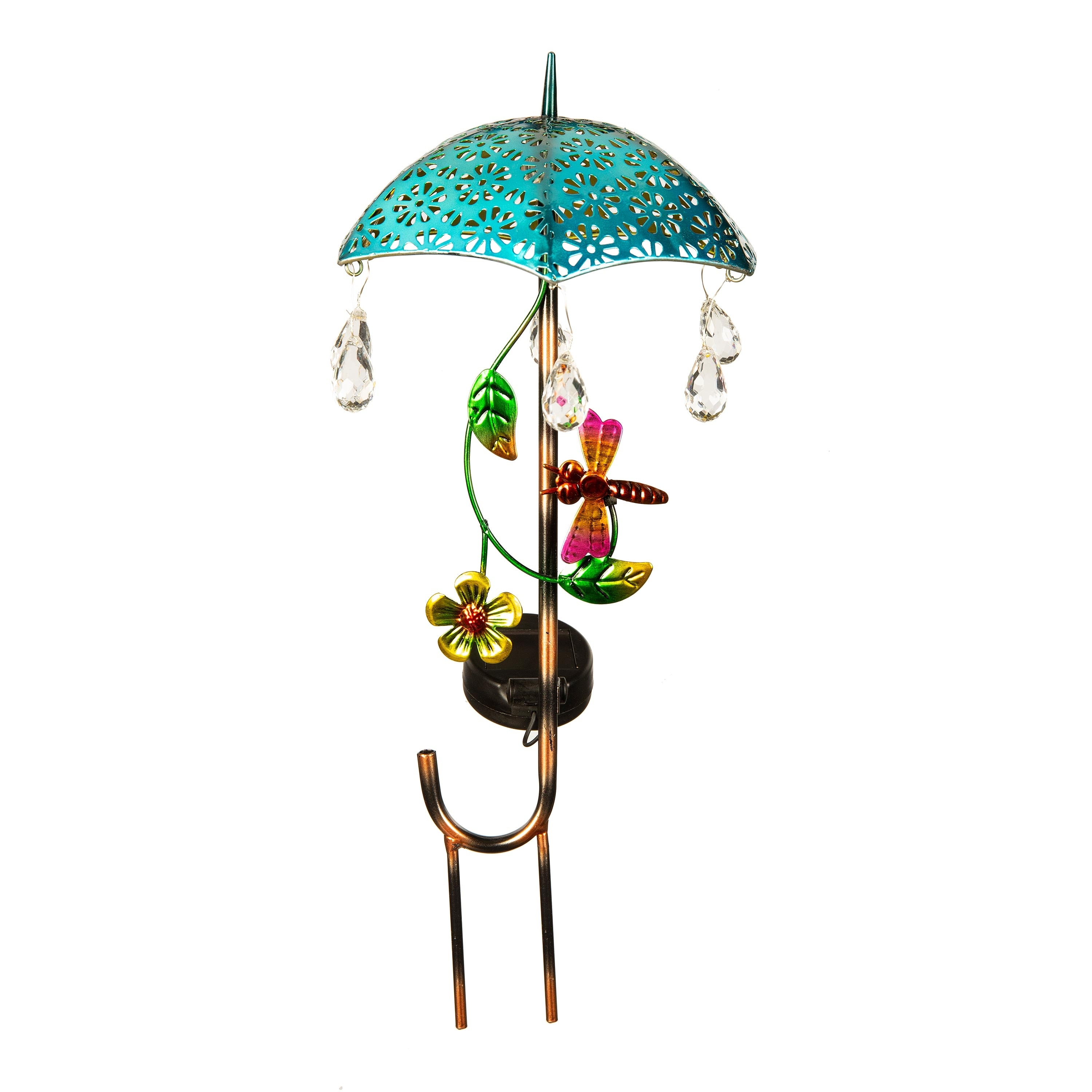 17"H Solar Garden Stake, Jeweled Umbrella