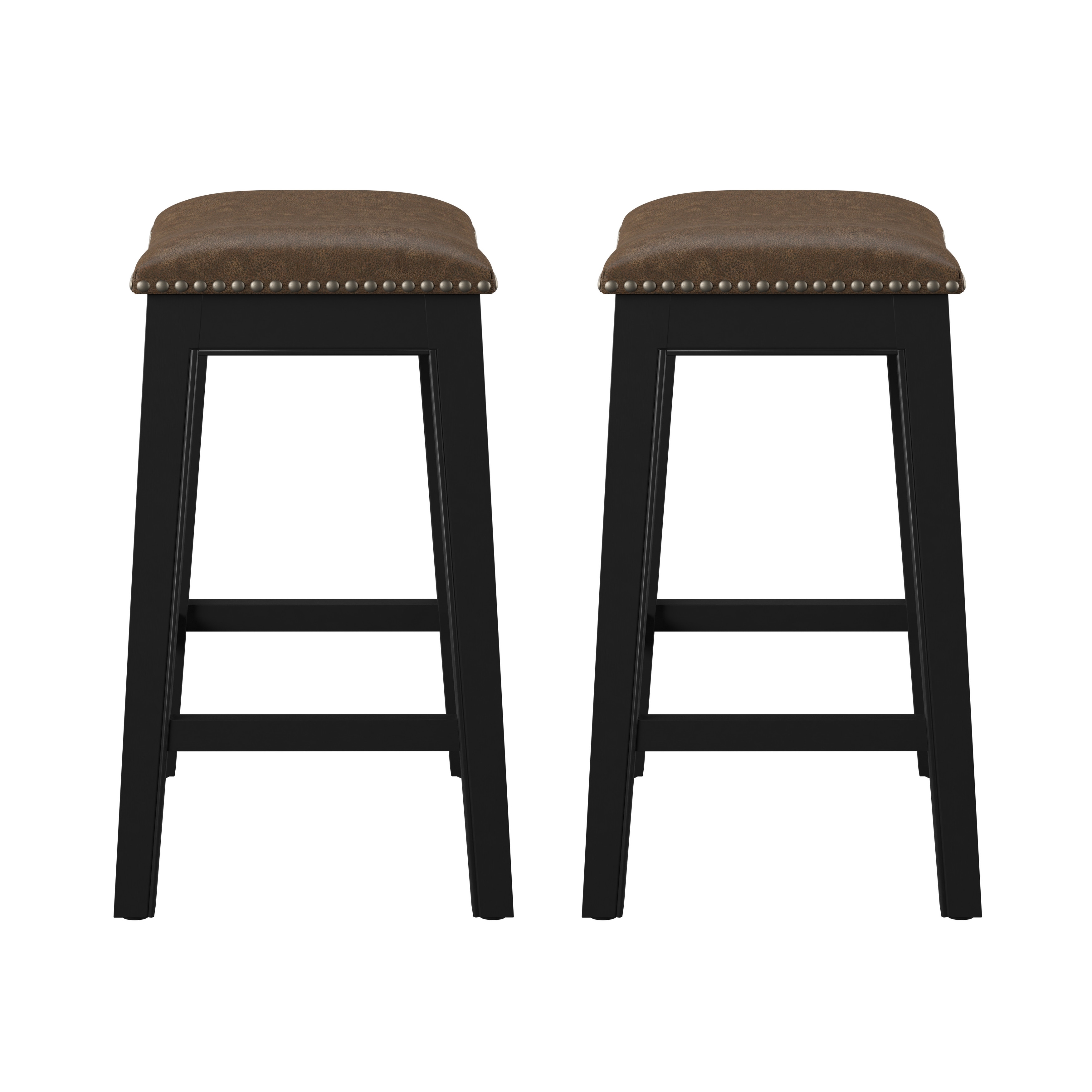 bangyao Saddle Stool Plastic Flat bar Stool Black Stylish Comfortable Swivel bar Stool Black PU Leather Rotate 360 Degrees