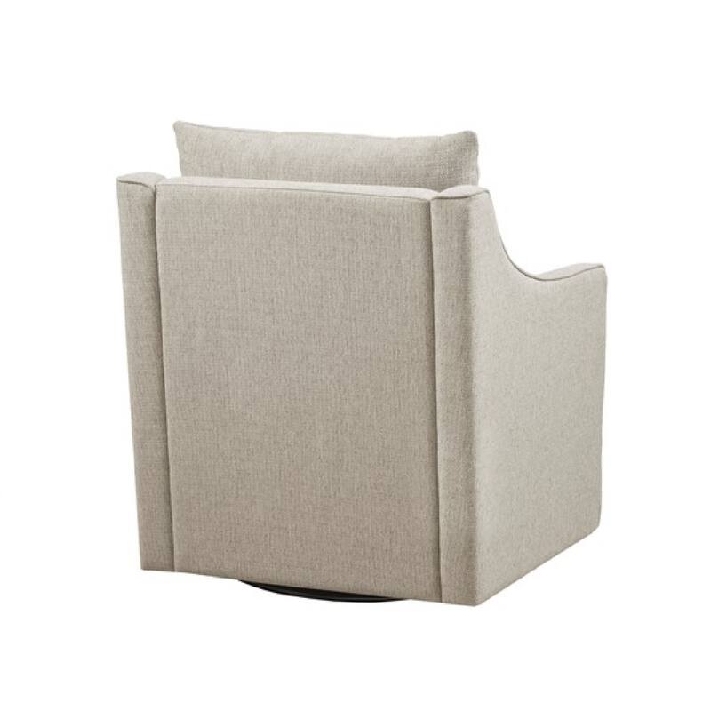 Roomfitters 360 Degree Swivel Accent Armchair, Martha Stewart Bedford Collection Upholstered Seating with Sloped Arms, Natural