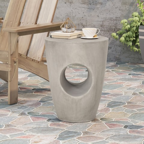 Sirius Outdoor Contemporary Lightweight Concrete Accent Side Table by Christopher Knight Home - 14.50"W x 14.50"D x 18.50"H