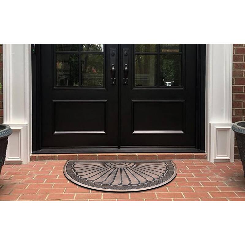 A1HC 100% Pure Rubber Front Door Mat 30”x48”, Non-Slip, Thin Profile Heavy Duty Doormat,Indoor Outdoor Sunburst Good Luck Design