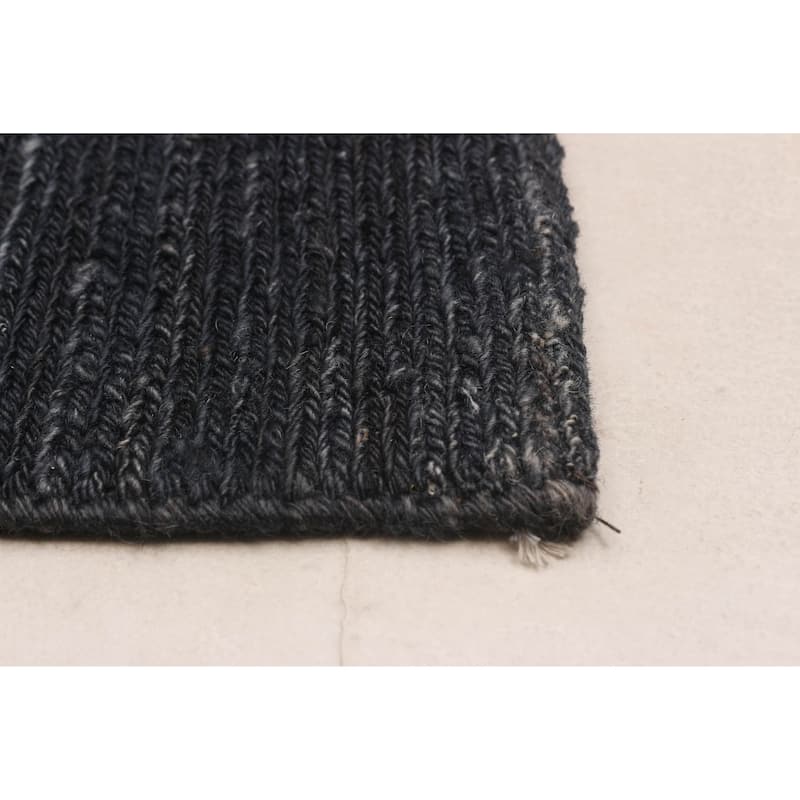 ECARPETGALLERY Flat-Weave Natural Black Wool Kilim - 7'5 x 8'2