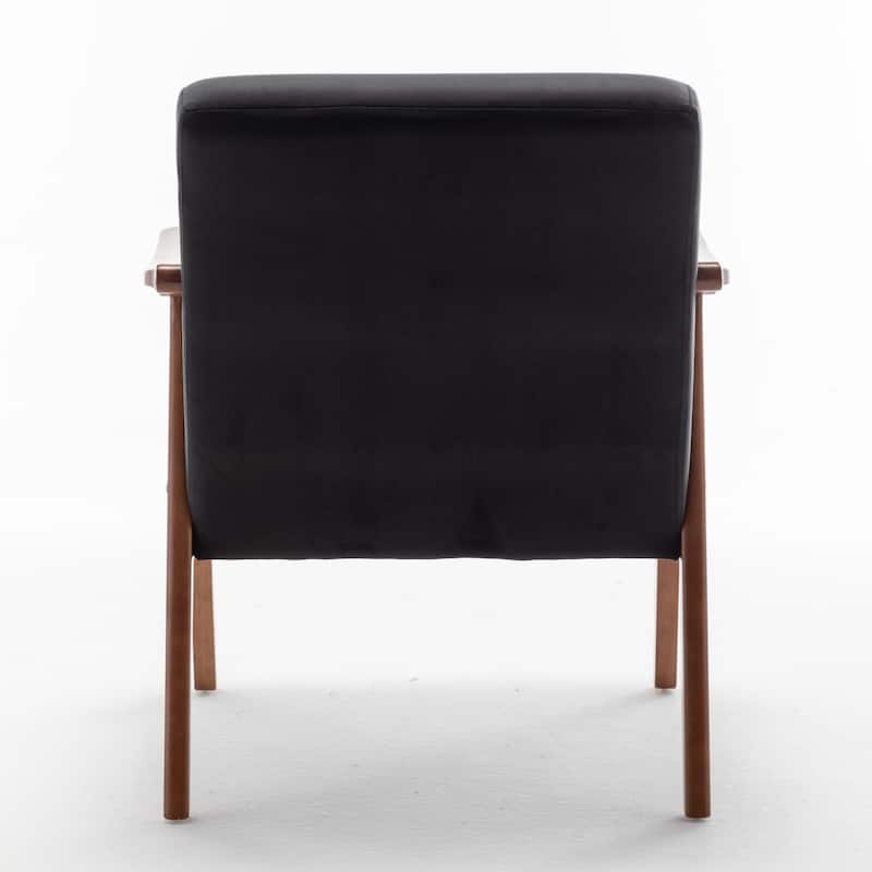 Black Modern 26" Accent Chair with Solid Wood Frame and Extra-Thick Backrest