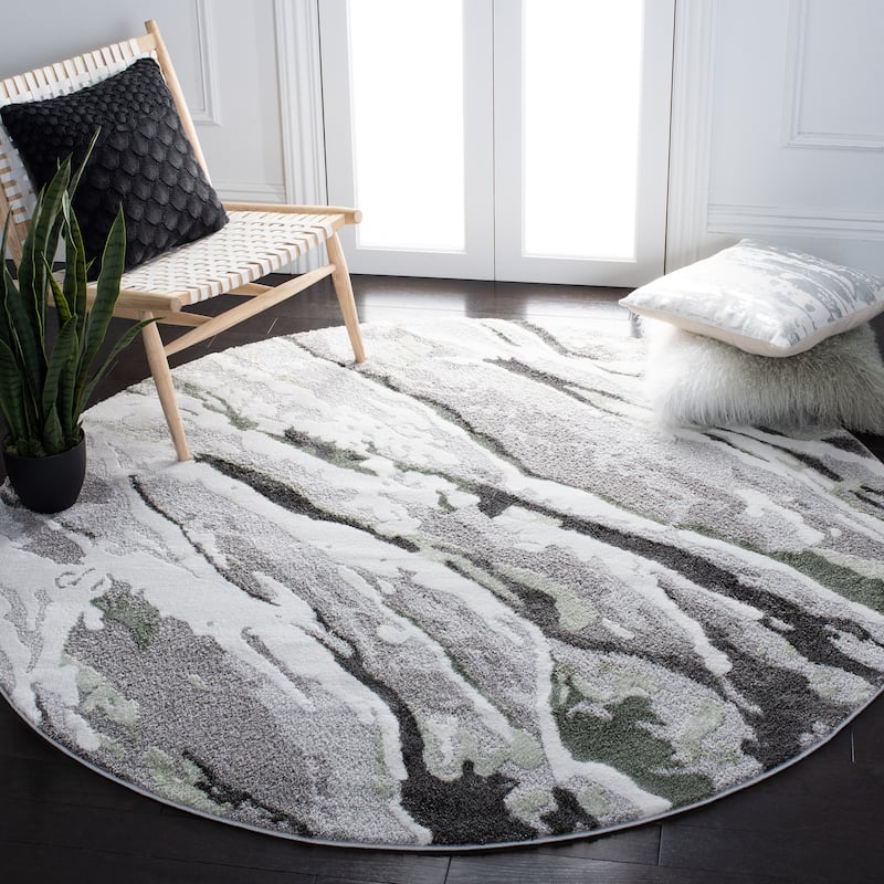 SAFAVIEH Century Seza Modern Abstract Area Rug - 6'7" Round - Grey/Green