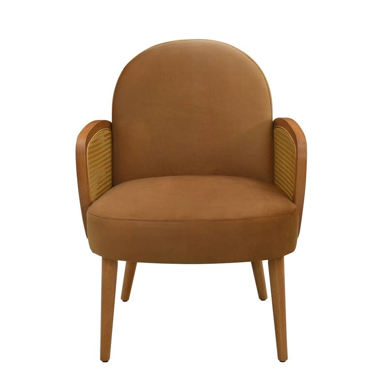 Mid-century Accent Chair with Rattan Armrests