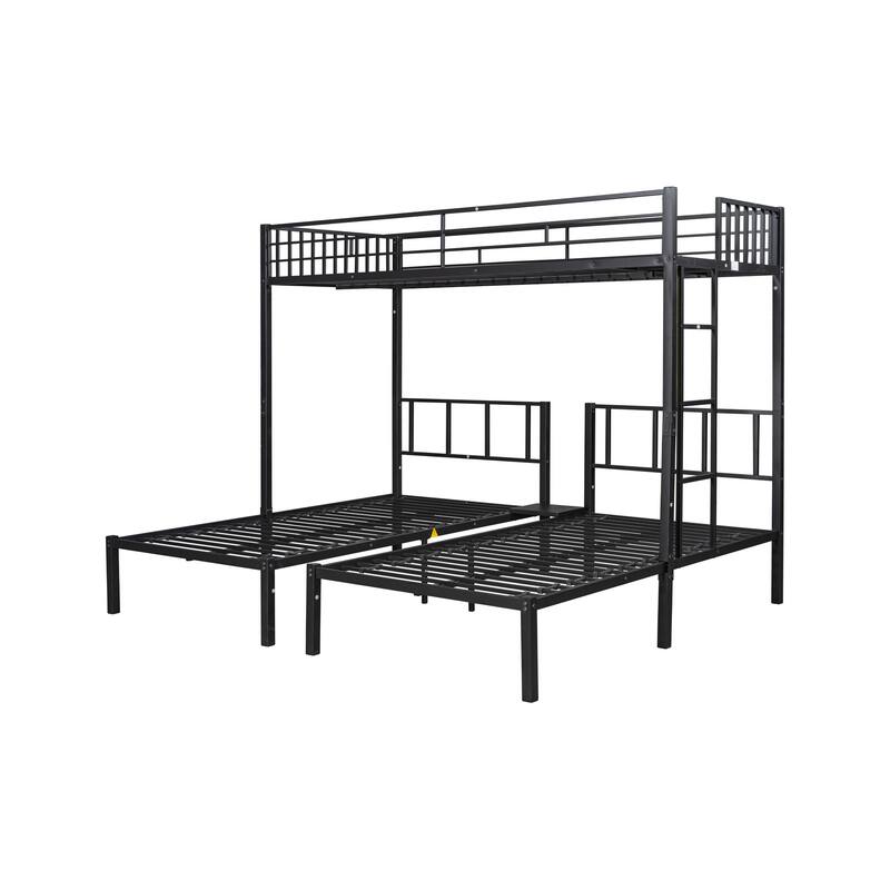 Steel Triple Twin Bunk Bed with Separable Design, Sturdy Construction, FullLength Guard Rails