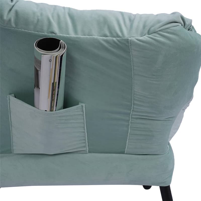 Modern Steel Frame Leisure Sofa Chair with Armrests and A Side Pocket