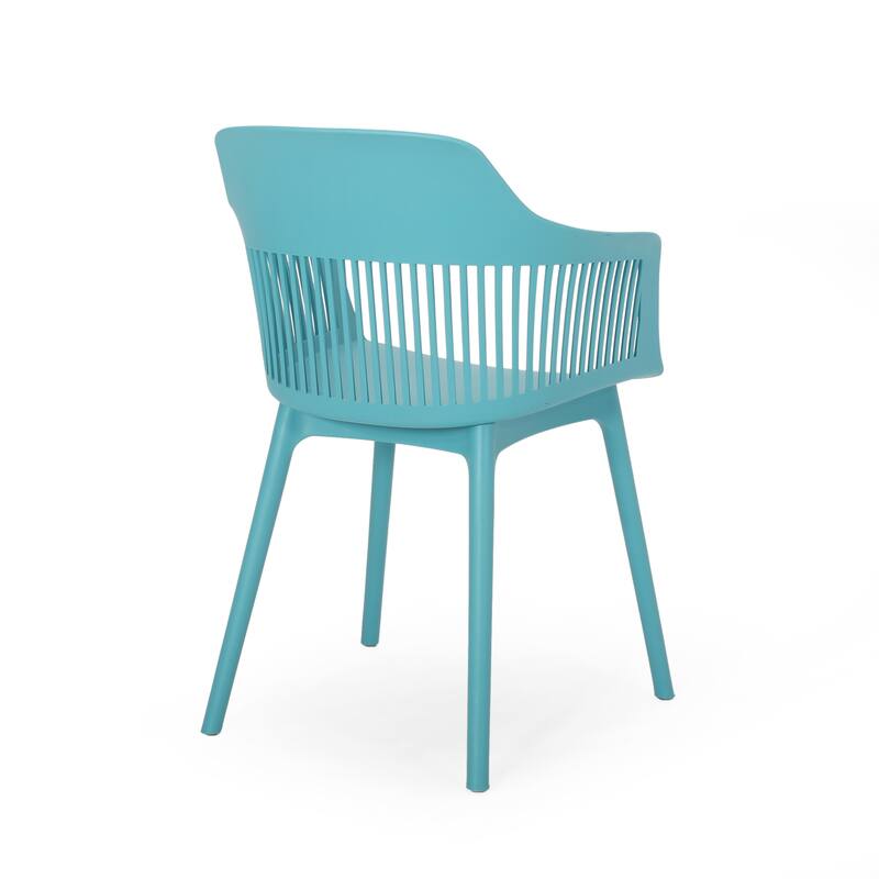 Roomfitters Modern Outdoor Dining Chair, Durable Plastic Patio Seating with Ventilated Backrest for Indoor or Garden Use, Teal