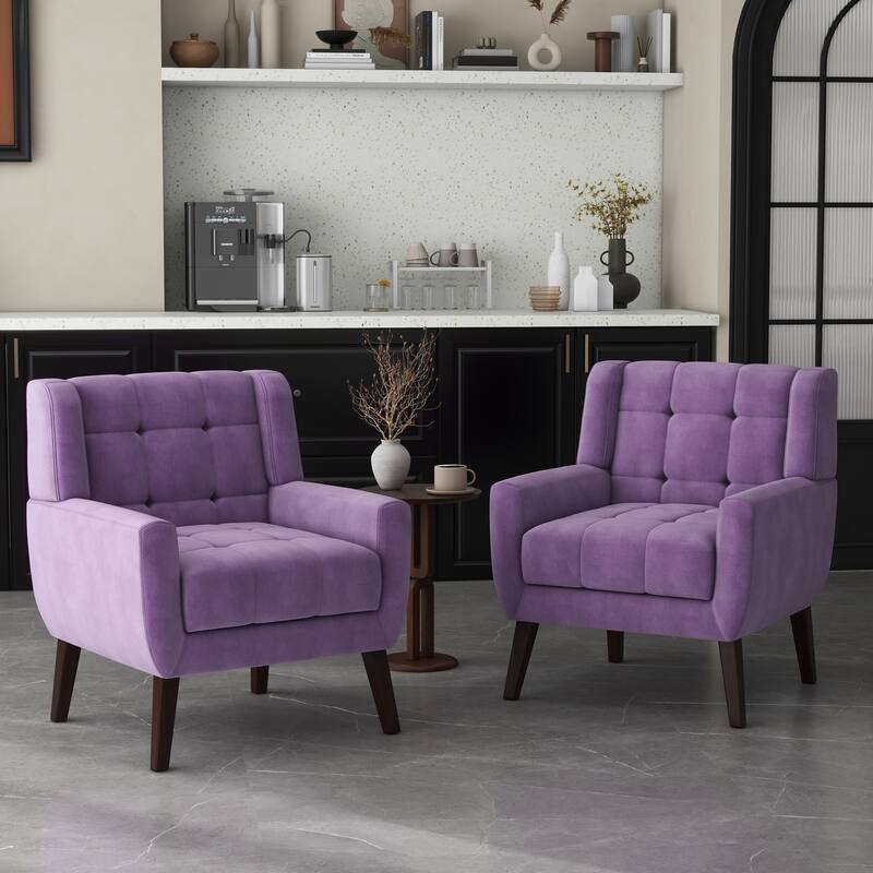 Set of 2 Tufted Upholstered Accent Armchair