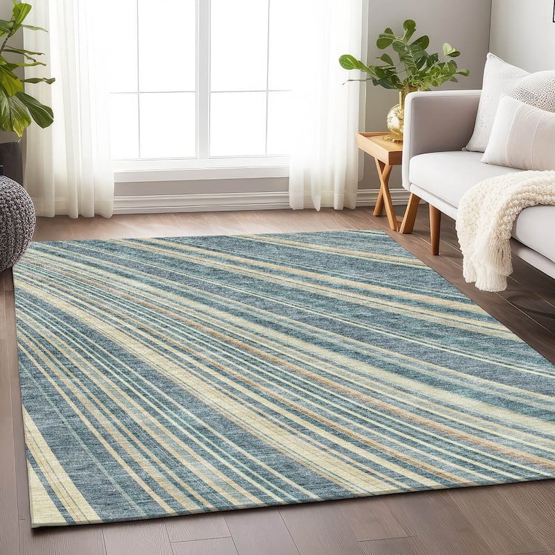 Premium Washable Super Soft Modern Flow Mayfield Rug - Sky - 2'6" x 3'10"