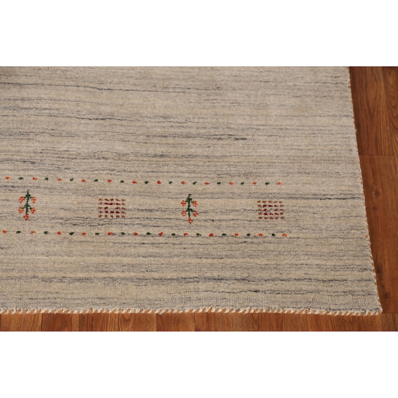 Hand Knotted Oriental 100% Wool Carpet Tribal Animal Pictorial Green Gabbeh Area Rug - 7' 10'' X 5' 1''