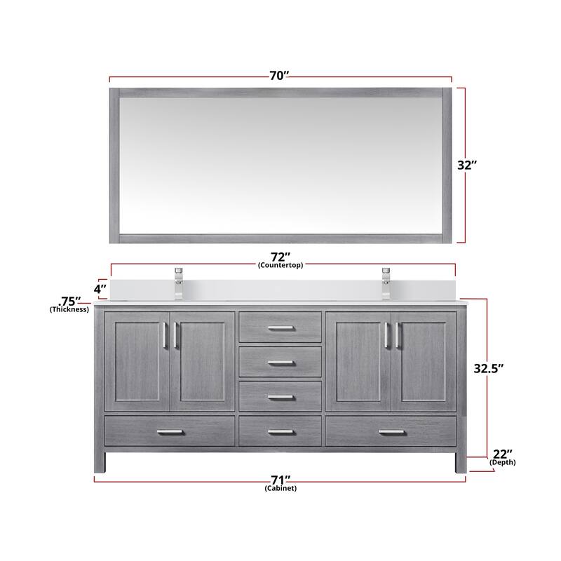 Jacques 72 in. W x 22 in. D Dark Grey Double Bath Vanity