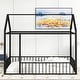 preview thumbnail 9 of 22, Metal Full Size Floor Bed with Fence and Semi-enclosed House Roof