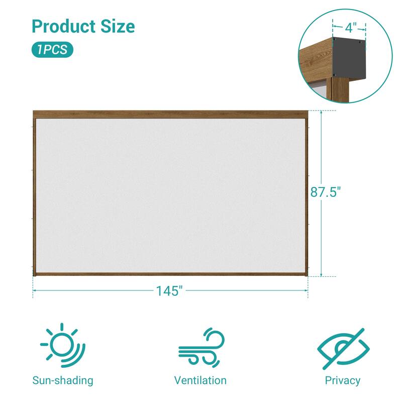 BONOSUKI Adjustable Height Pull Down Privacy Screen for 10FT/12FT/13FT Pergola (Screen Only)