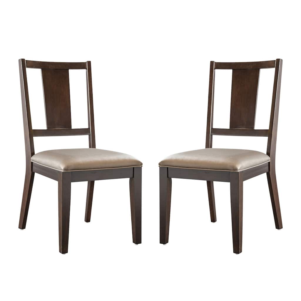 Set of 2 Upholstered Dining Chairs with Faceted Panel Back