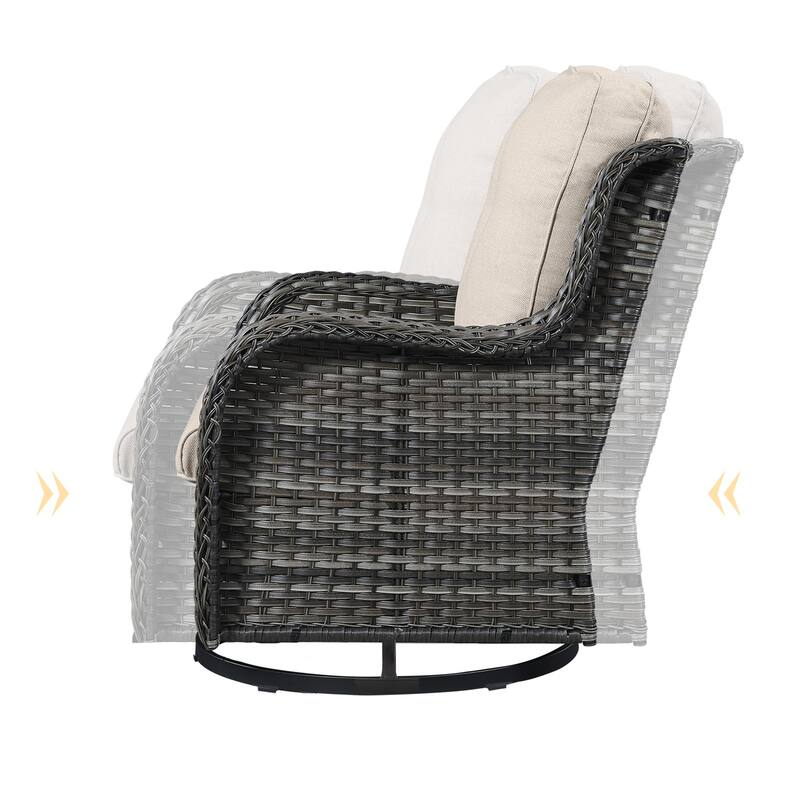 ArcoBay Wicker PE Rattan Outdoor Patio Swivel Glider Chairs with 4'' Olefin Cushions (2-Pack)