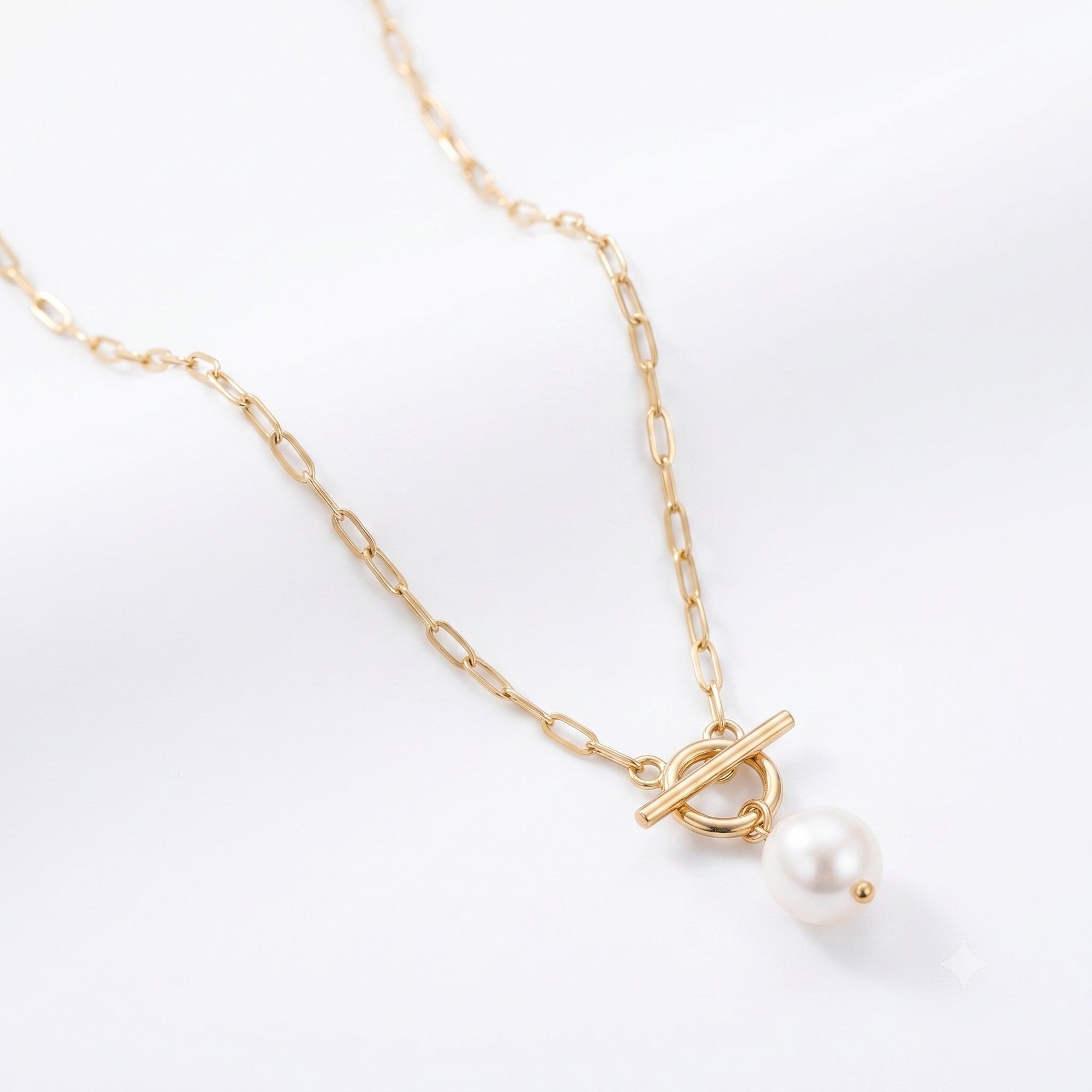 Bliss Diamond Yellow Gold Plated Fresh Water Pearl Cassis Necklace 18.5"