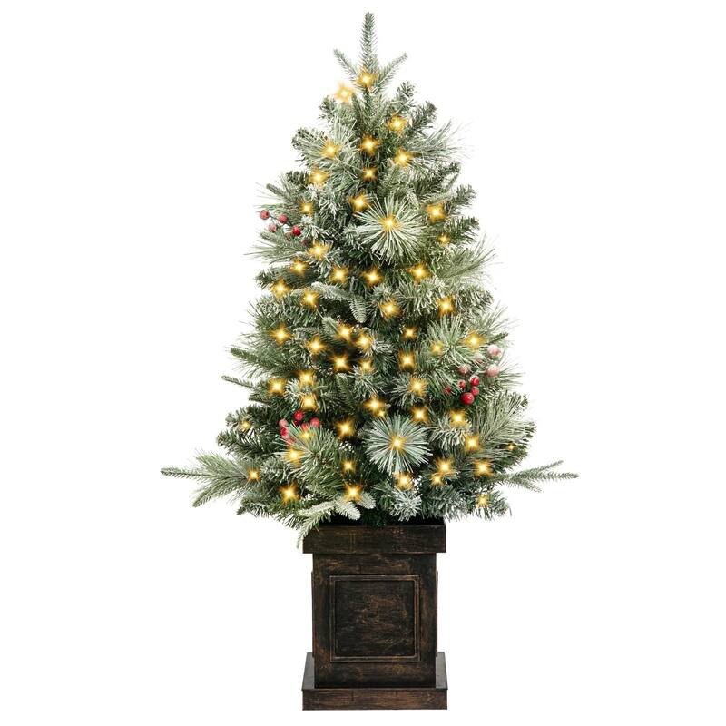 3ft Pre-Lit Artificial Christmas Tree with Vintage Potted Base