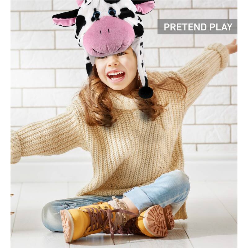 Dollibu Collection of 4 Farm Animal Super Soft Hats With Ear Flaps