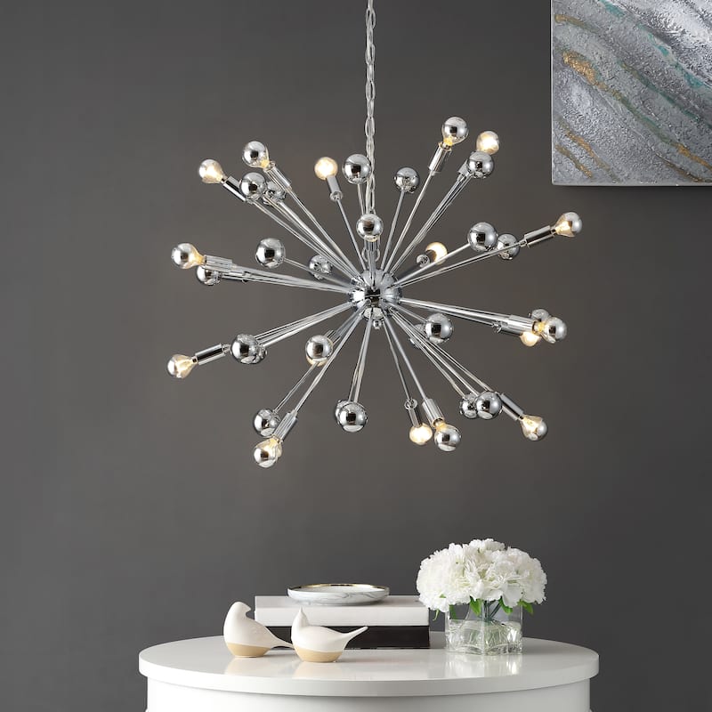 SAFAVIEH Lighting Shireen Starburst Sputnik 20-Light Chrome Chandelier - 31"x31"x22-94"