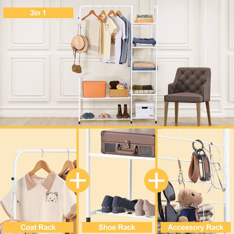 Metal Clothing Racks with Shoe Storage