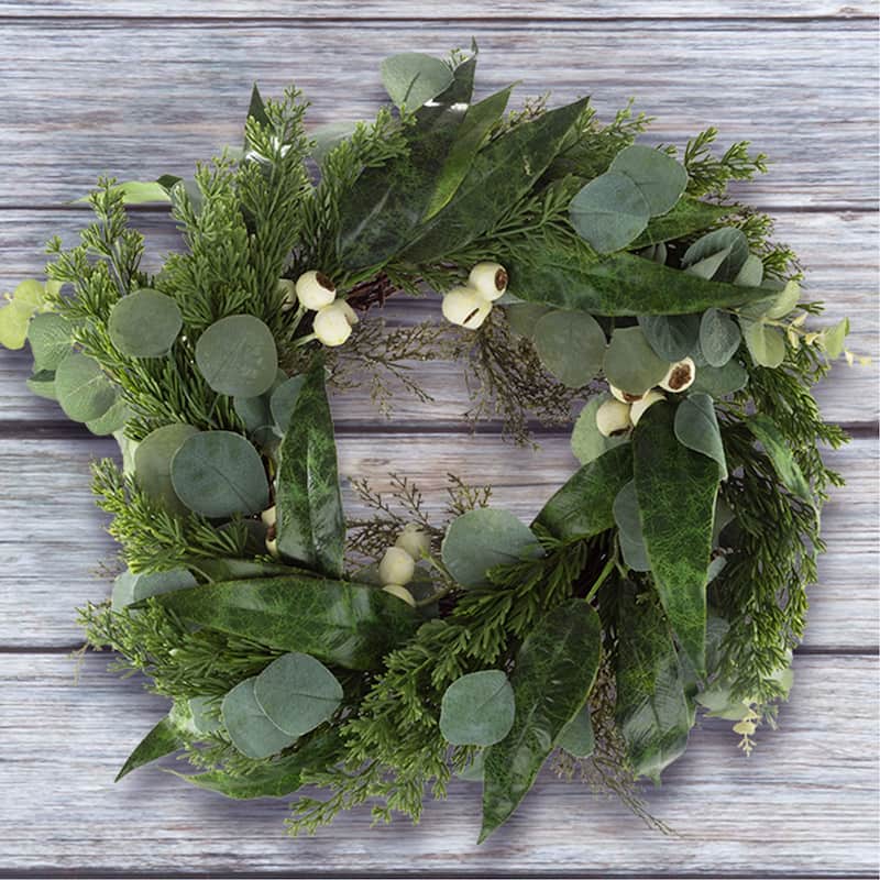 Pure Garden 20-Inch Artificial Eucalyptus Wreath