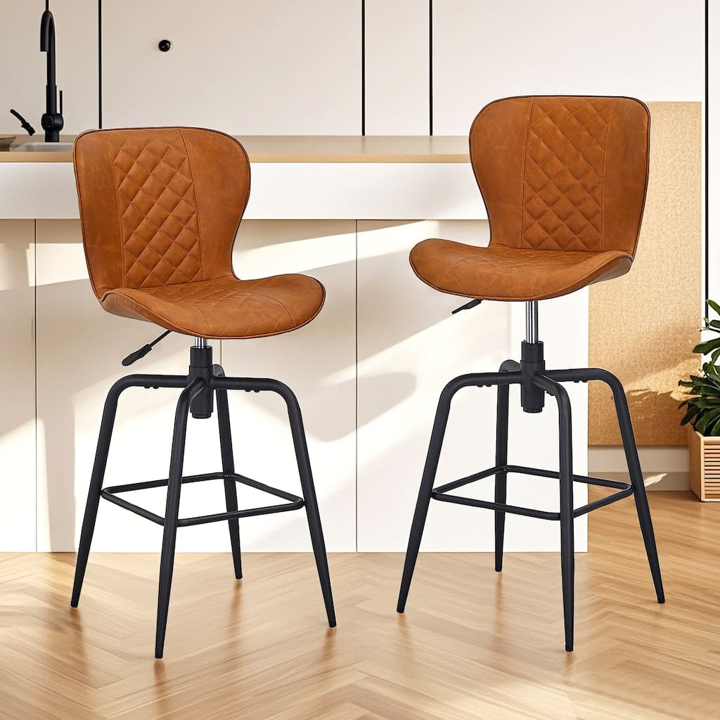 Javlergo Bar Stool Set of 2/4/6, Counter Height Adjustable Kitchen Bar Stools with Back, Armless PU Leather Barstools