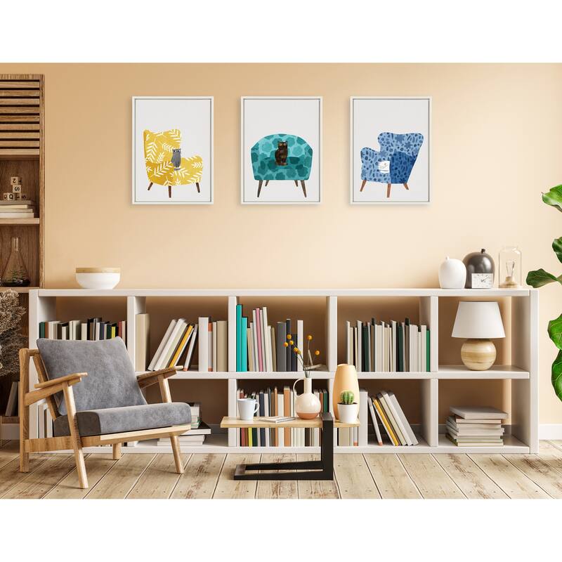 Kate and Laurel Sylvie 9 Teal Chair Framed Canvas by Planet Cat