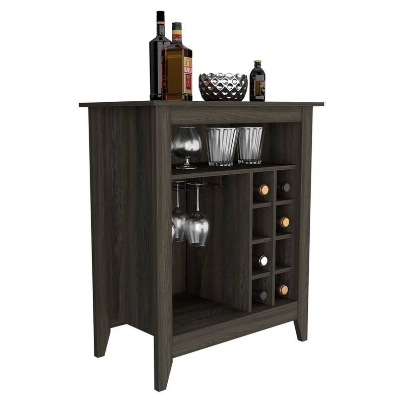 Anmytek Bar Cabinet Wine Rack Glass Storage with Open Shelf